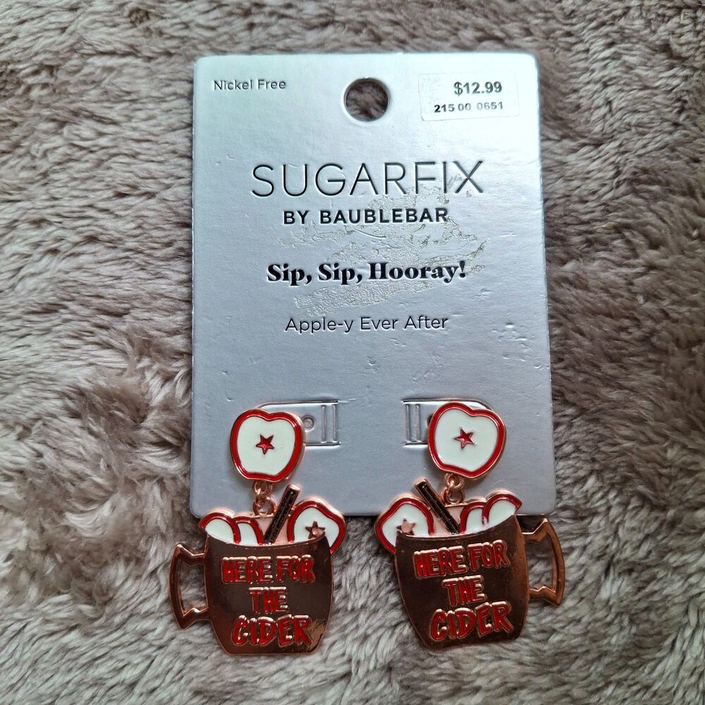 SUGARFIX by BaubleBar Here for the Cider Enamel Dangle Statement Earrings Apple - Picture 6 of 6